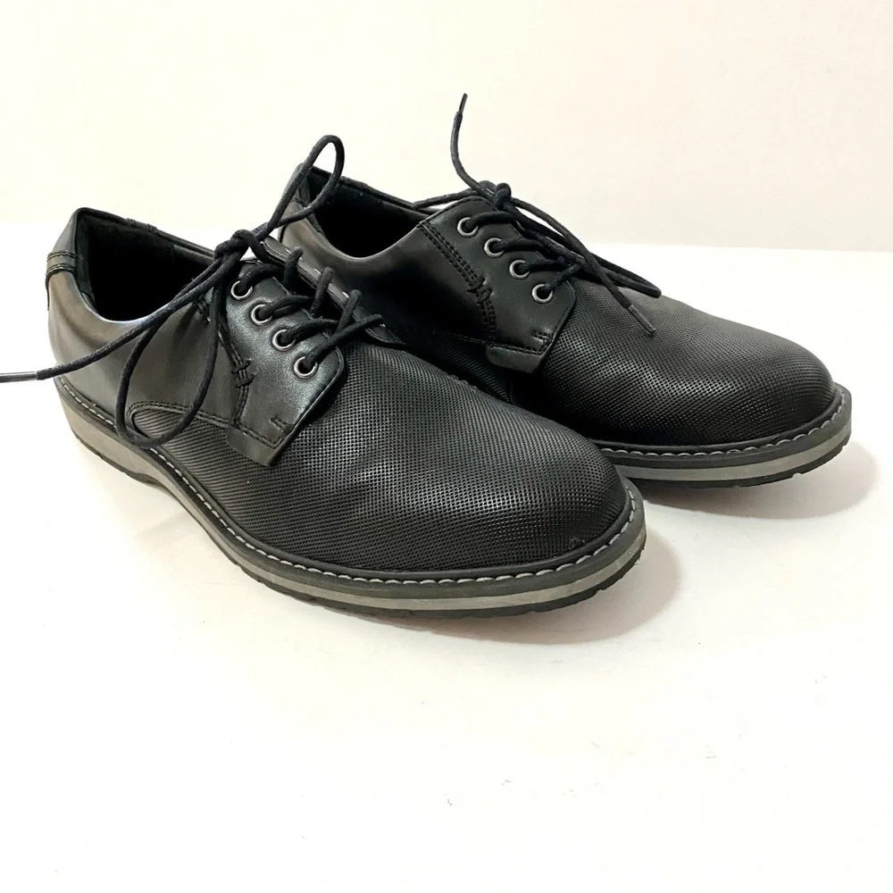 Flex Step Logan Black Lace-up Dress Business Casual Shoes 9M